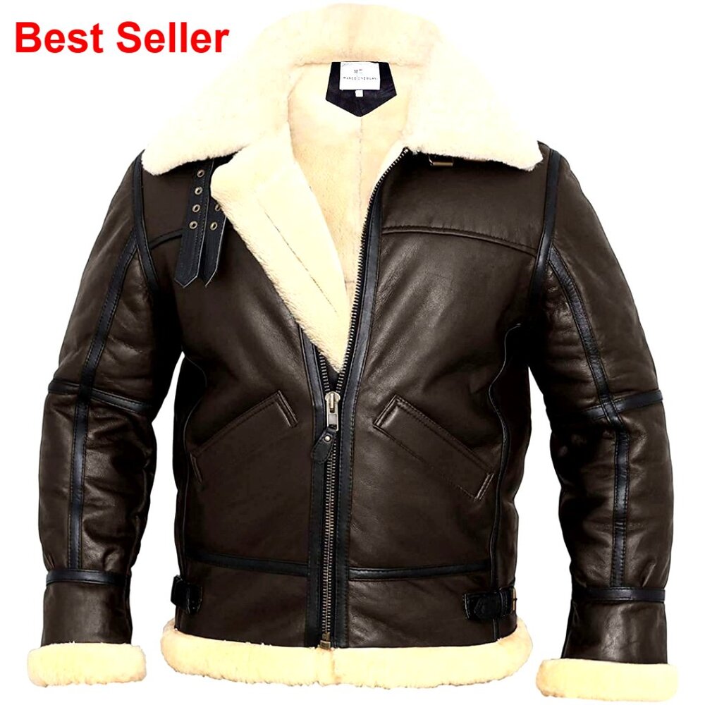 Real Shearling B3 Bomber Jacket Aviator Winter Leather